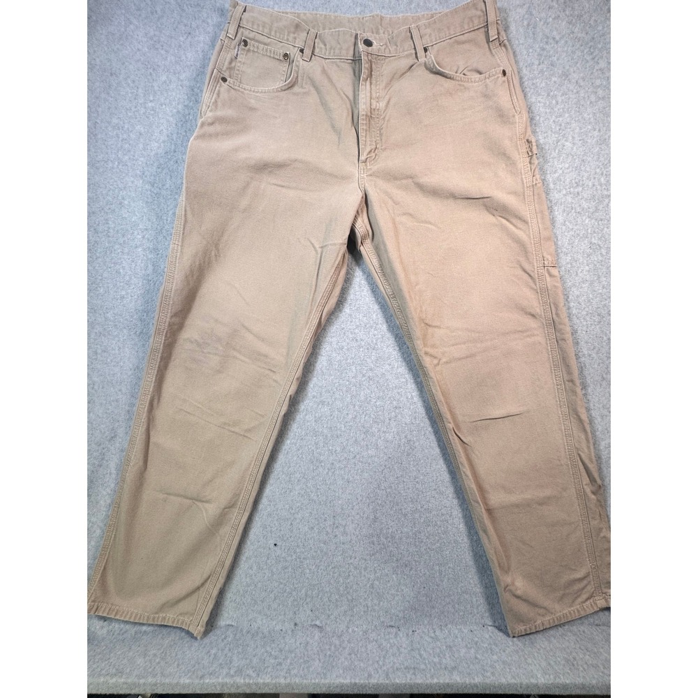 Carhartt B159  Loose Fit Carpenter Pants Khaki Canvas Mens 38x34 (Measures 31)